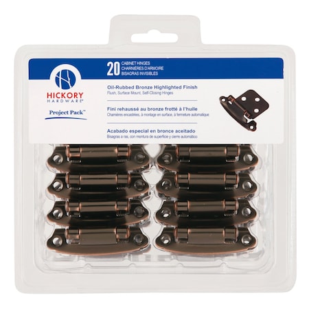 Hickory Hardware Hinge SurFace Self Close, 20PK VP244-OBH